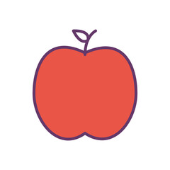 Apple line and fill style icon design, Fruit healthy organic food sweet and nature theme Vector illustration