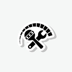 Tool and rattle sticker isolated on a gray background