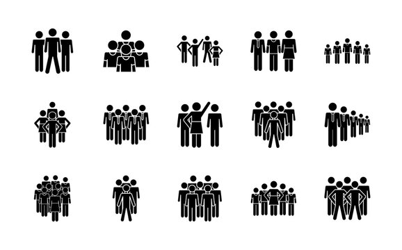 pictogram men and people icon set, silhouette style