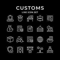 Set line icons of customs