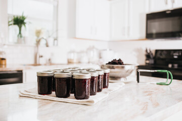 Canning Blackberry Jam in White Kitchen