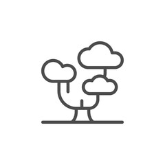 Tree line outline icon and plant sign