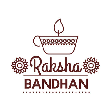 happy raksha bandhan celebration with lamp light line style