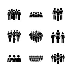 pictogram businessmen and people icon set, silhouette style