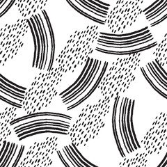 Abstract background. Seamless vector pattern on white. Monochrome.