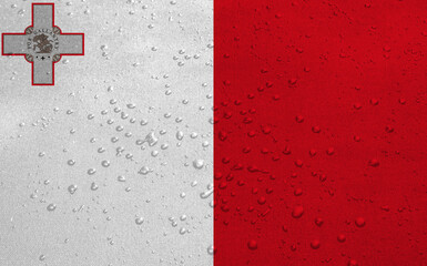 Malta flag with water drops