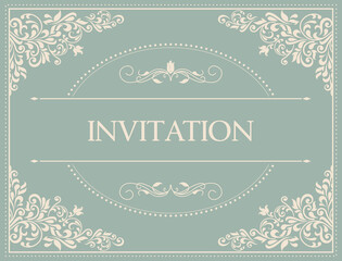 vintage card with damask background and elegant floral elements. Vector