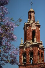 Tower of old church in Cadereyta Mexico