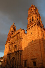 Cathedral of Zacatecas Mexico at the sun set