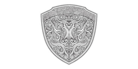 modern style engraving form a heraldic shield with a variety of colors