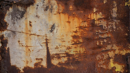 Rusty metal or iron texture background with flaking paint