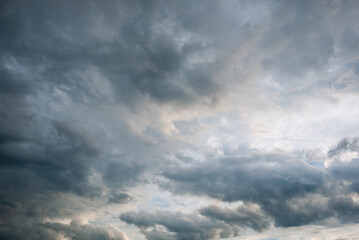 dark grey clouds in the dusk sky before a storm