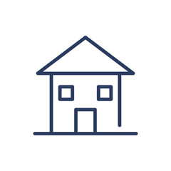 Traditional home thin line icon. Family house with windows and door isolated outline sign. Architecture, real estate, property concept. Vector illustration symbol element for web design and apps