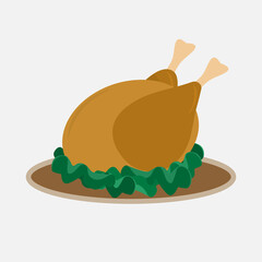 Grill chicken flat icon with long shadow, chicken food flat icon with long shadow eps10