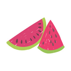 slices of watemelon fruit fresh nutrition food isolated icon design white background