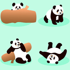 funny panda kawaii style