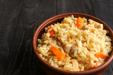 Fried rice with vegetables and meat