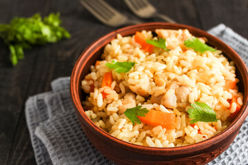 Rice With Meat, Carrot And Onion