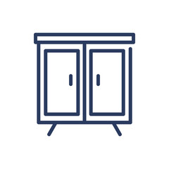 Wardrobe thin line icon. Closet, clothing, cabinet isolated outline sign. Home interior, furniture, storage concept. Vector illustration symbol element for web design and apps