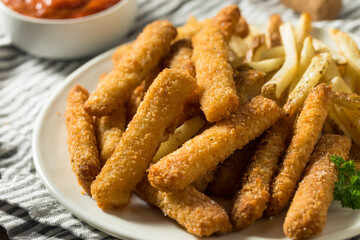 Homemade Deep Fried Fish Sticks and Fries