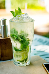 mojito cocktail on wood