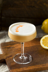 Homemade Boozy PIsco Sour Cocktail