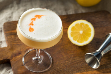 Homemade Boozy PIsco Sour Cocktail