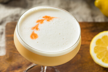 Homemade Boozy PIsco Sour Cocktail