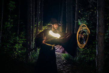 Guy in wizard costume for Halloween