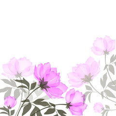 Obraz na płótnie Canvas Vector background with a blooming pink peony.Flower frame isolated on white background.Floral Botanical watercolor illustration.