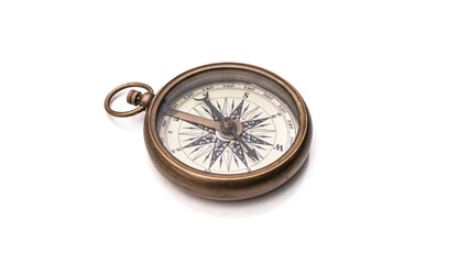 Antique Compass On White Background