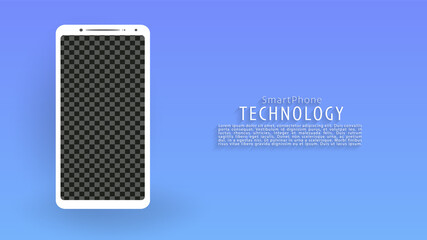 White smartphone screen landing page background, blue background, vector