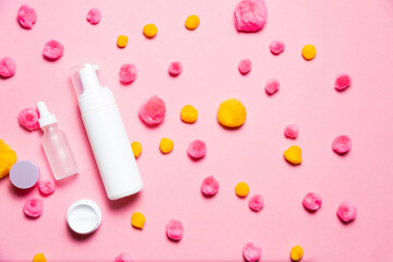 Cosmetics set on a bright background