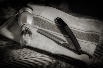 Vintage tools for barber shop.