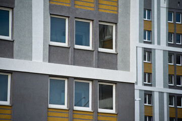 Apartment in the mortgage. Apartment buildings. Facade of a modern apartment building
