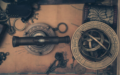 Old Map And Compass