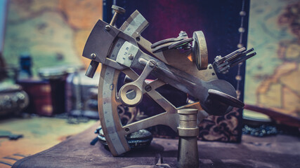 Antique Nautical Sextant Measuring Tool