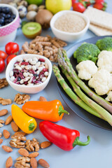 Balanced diet food background