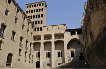 Plaza del Rei, public square of the Gothic Quarter in Barcelona, Catalonia, Spain.
