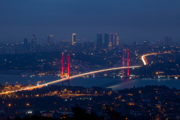 Fototapeta na wymiar Istanbul Bosphorus Bridge (15th July Martyrs Bridge)