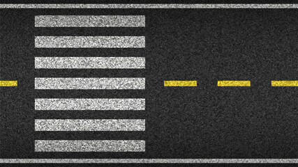 Crosswalk top view on asphalt vector illustration. Safety driving and movement 