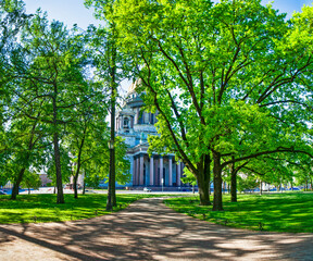 Oak planted by Alexander II at the opening of the garden in 1874. Alexander Garden. St. Petersburg. Russia