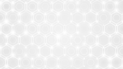 Abstract white background. Hexagon technology pattern. Honeycomb texture. Neutral white presentation template or wallpaper. Chemistry, science or medicine concept. Geometric stock vector illustration