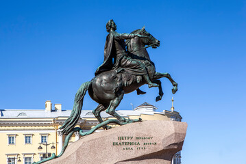 The Bronze Horseman is a monument to Peter I on Senate Square. St. Petersburg. Russia