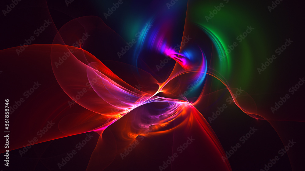 Poster 3d rendering abstract fractal light background