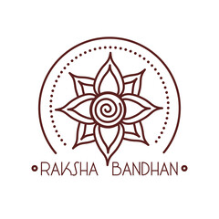 happy raksha bandhan celebration with flower decoration line style