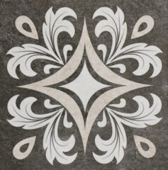 ceramic tile with abstract mosaic floral pattern