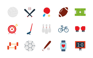 flat style icon set design, Sport hobby competition and game theme Vector illustration