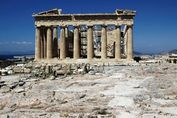 Fototapeta premium Greece, Athens, June 18 2020 - View of the archaeological site of the Acropolis with Parthenon temple in the background.