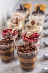 mini glasses with cakes ready to eat